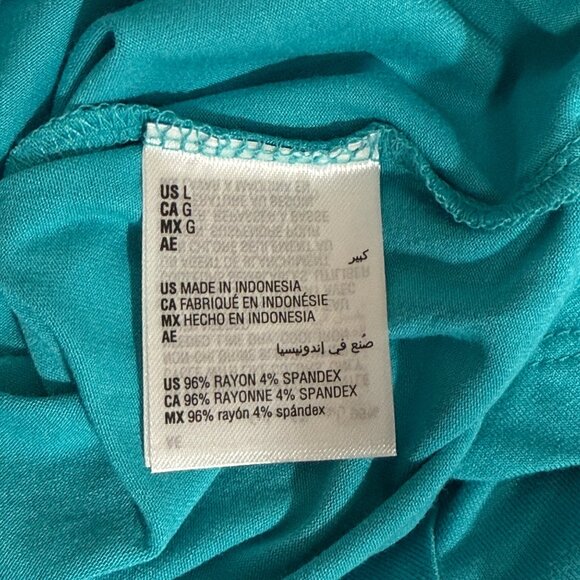 JM Collection Womens Large Turquoise Rayon Spandex Short Sleeve Scoop Neck - Picture 6 of 6